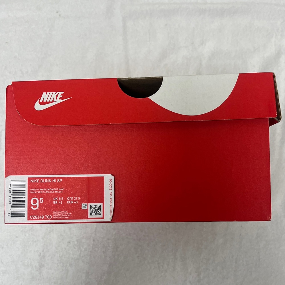 Nike Dunk High SP Retro Michigan Shoes Sneakers Men’s 9.5 Varsity Maize Navy - Picture 6 of 10